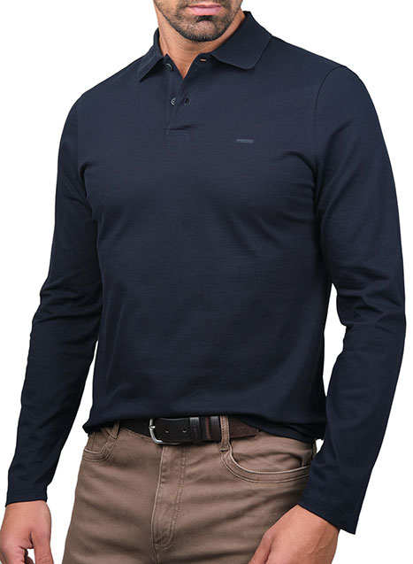 MEN'S POLO ΜΑΚΡΥ ΜΑΝΙΚΙ MANETTI CASUAL  NAVY BLUE