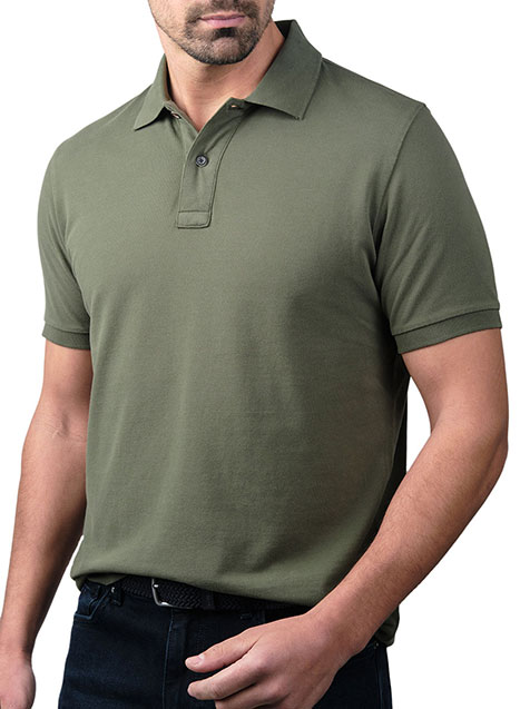 MEN'S POLO MANETTI GARMENT DYE CASUAL  GREEN
