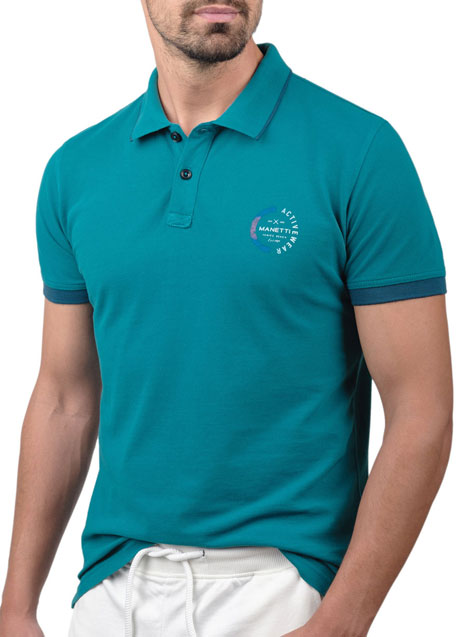 Ανδρικό Polo Manetti casual petrol blue