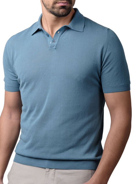 Ανδρικό Πλεκτό polo Manetti casual avio blue