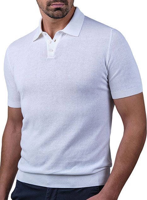 MEN'S MANETTI KNITTED POLO CASUAL  WHITE