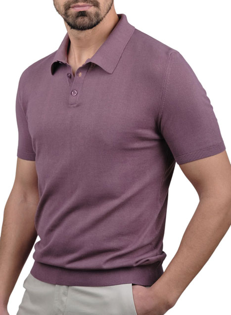 MEN'S MANETTI KNITTED POLO CASUAL  PRUNE