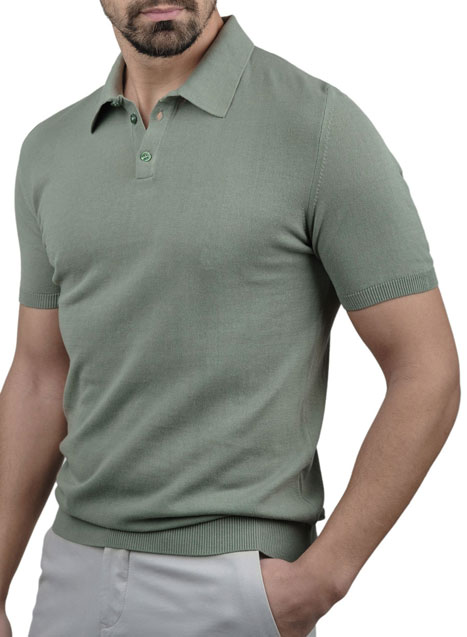 MEN'S MANETTI KNITTED POLO CASUAL  OLIVE GREEN