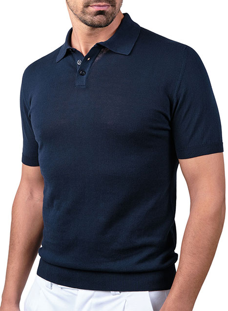 MEN'S MANETTI KNITTED POLO CASUAL  BLUE