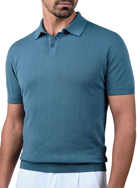 MEN'S MANETTI KNITTED POLO CASUAL  INDIGO