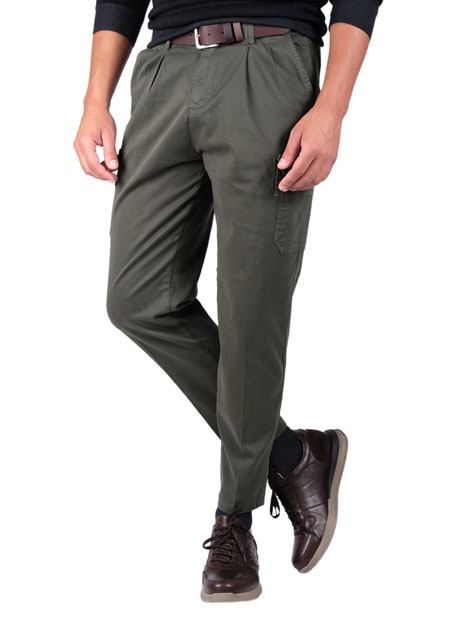 Ανδρικό Παντελονι Cargo Manetti casual khaki green