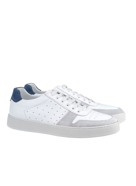 Ανδρικό Δερμάτινο sneaker Manetti casual white blue ice