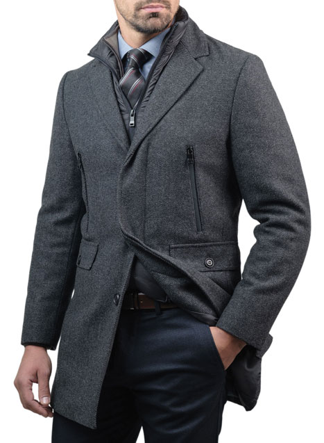 MEN'S ΠΑΛΤΟ JACKET MANETTI CASUAL  DARK GREY