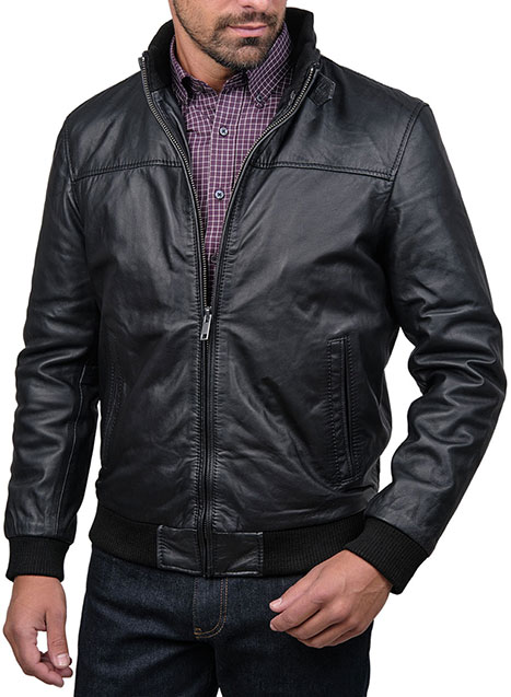 Ανδρικό Δερμάτινο μπουφάν Manetti casual black