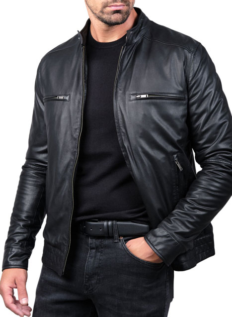 MEN'S ΔΕΡΜΑΤΙΝΟ JACKET MANETTI CASUAL  BLACK
