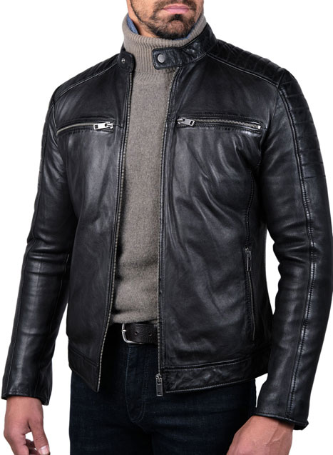 Ανδρικό Δερματινο Jacket Manetti casual black