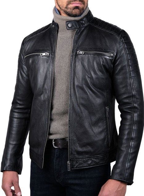 MEN'S ΔΕΡΜΑΤΙΝΟ JACKET MANETTI CASUAL  BLACK