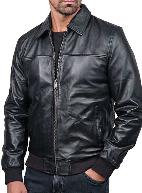 Ανδρικό Δερμάτινο μπουφάν Manetti casual black