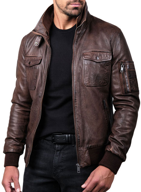 Ανδρικό Δερματινο Jacket Manetti casual brown