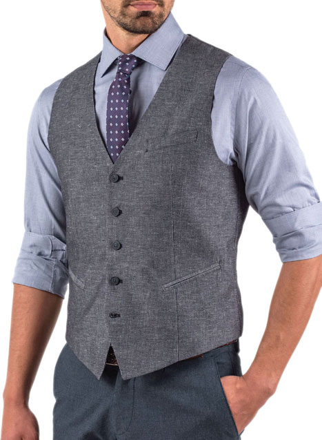 Ανδρικό Υφασμάτινο γιλέκο Manetti casual grey blue