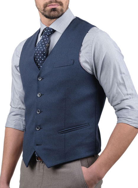 Ανδρικό Υφασμάτινο γιλέκο Manetti casual blue