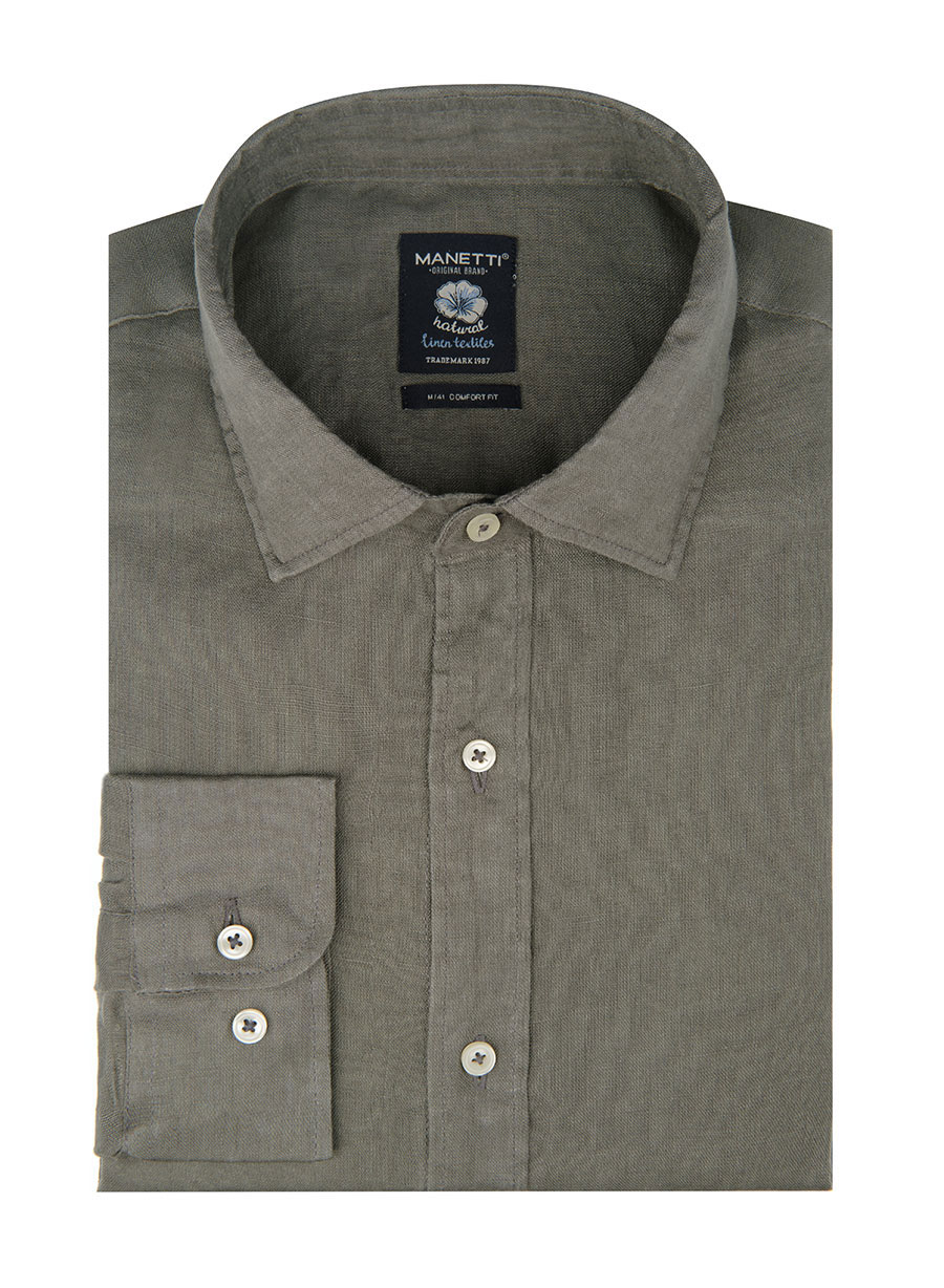 MEN'S ΛΙΝΟ ΠΟΥΚΑΜΙΣΟ MANETTI CASUAL  KHAKI
