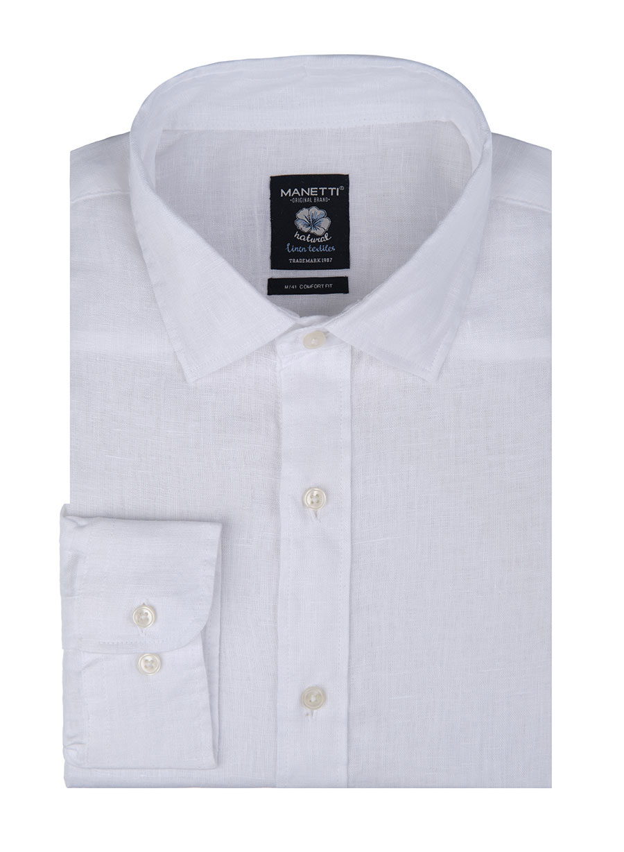 MEN'S ΛΙΝΟ ΠΟΥΚΑΜΙΣΟ MANETTI CASUAL  WHITE