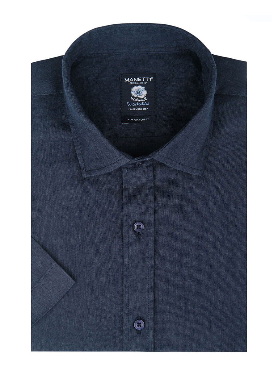 Ανδρικό Λινο Πουκαμισο Manetti casual dark blue