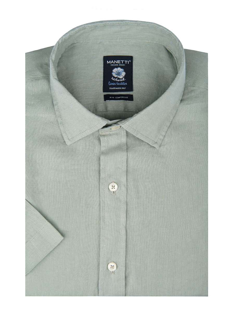 Ανδρικό Λινο Πουκαμισο Manetti casual light sage
