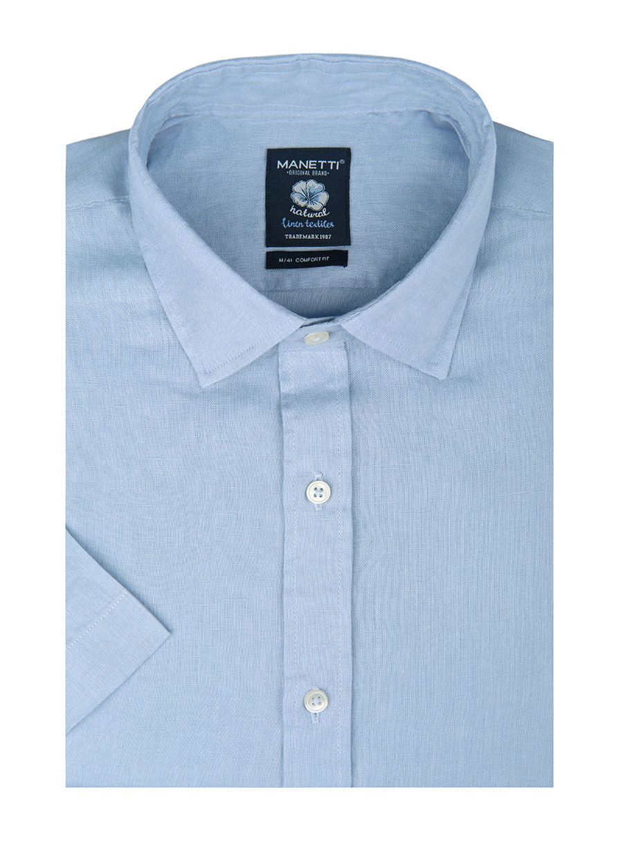 Ανδρικό Λινο Πουκαμισο Manetti casual light blue