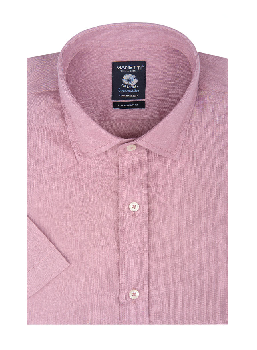 Ανδρικό Λινο Πουκαμισο Manetti casual rose