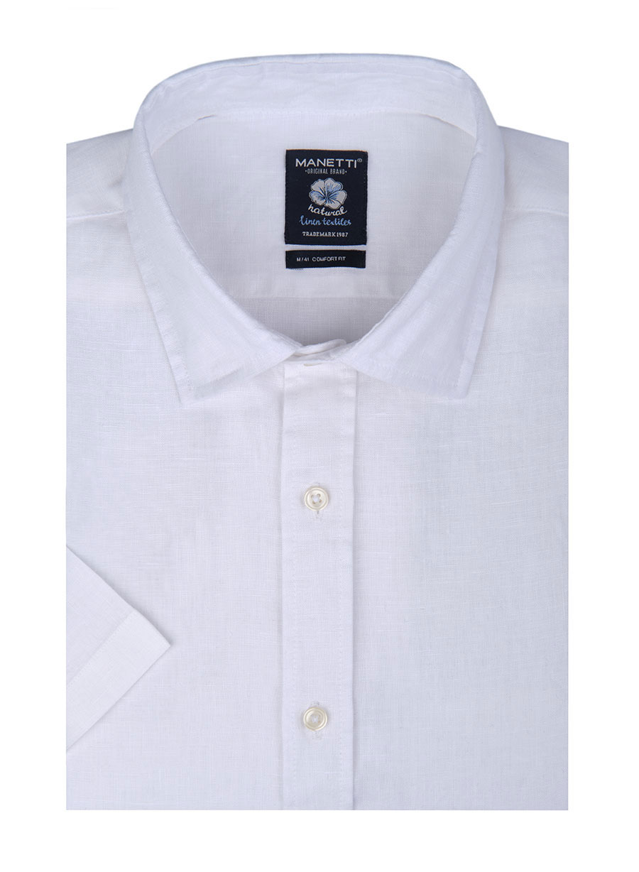 Ανδρικό Λινο Πουκαμισο Manetti casual white