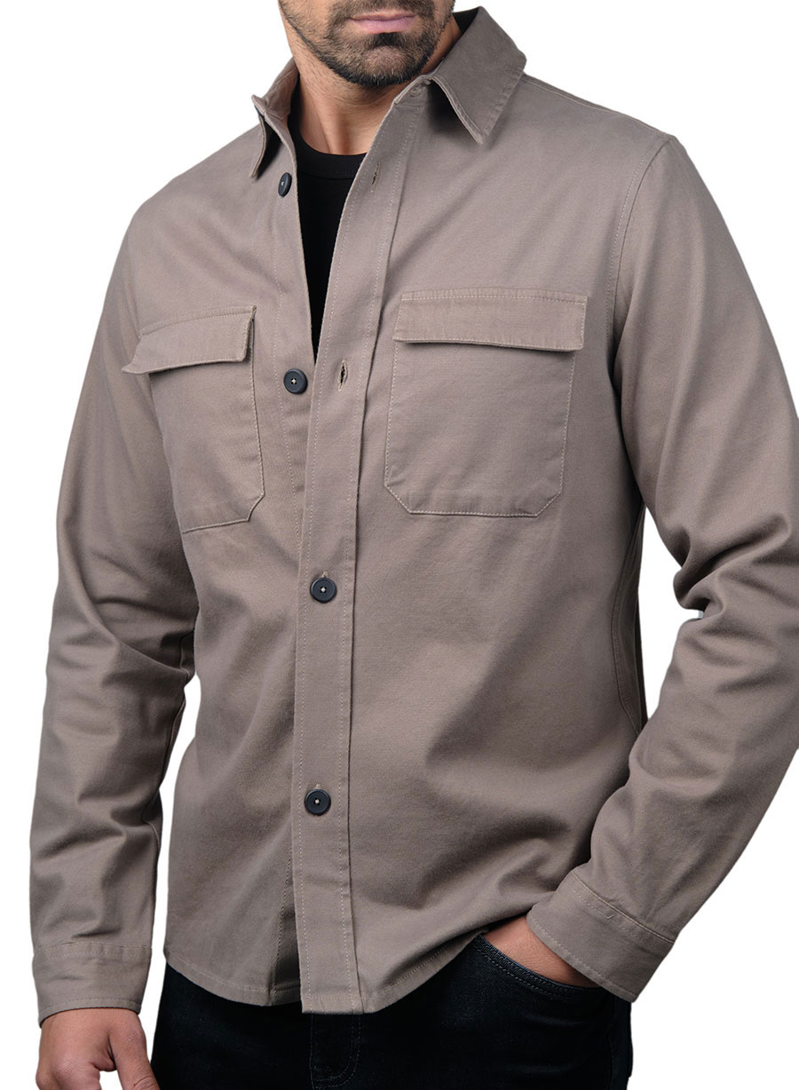Ανδρικό Overshirt Manetti casual fango beige