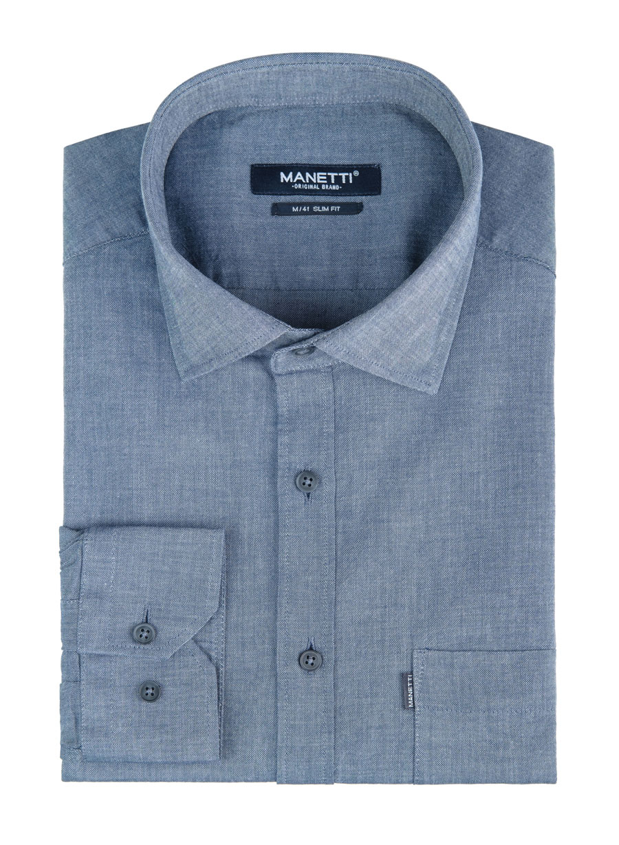 Ανδρικό Πουκάμισο Manetti casual grey blue CASUAL