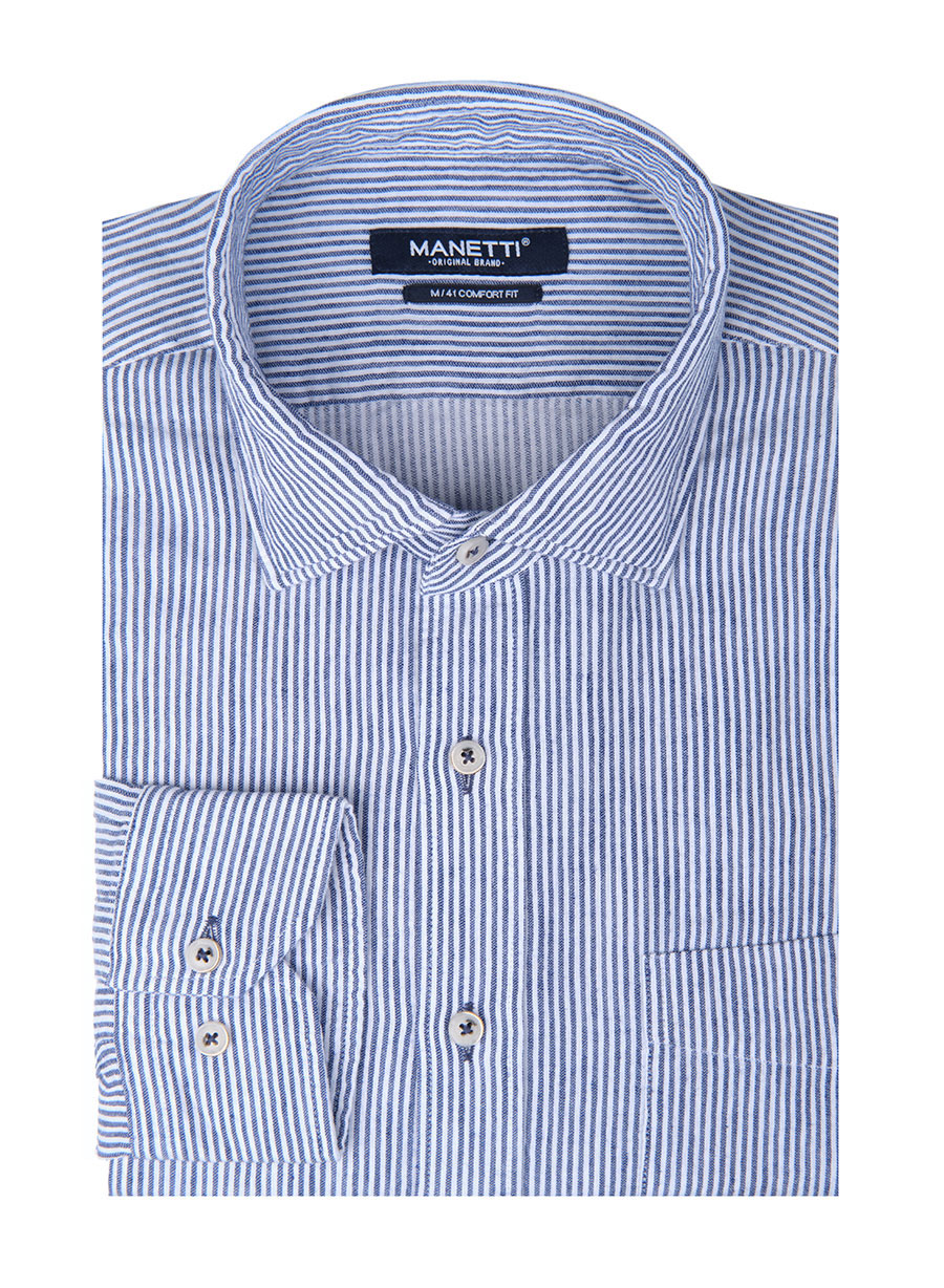 MEN'S MANETTI SHIRT CASUAL  BLUE WHITE