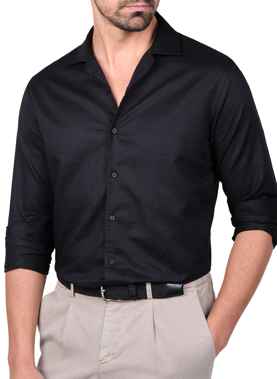 MEN'S MANETTI SHIRT CASUAL  BLACK