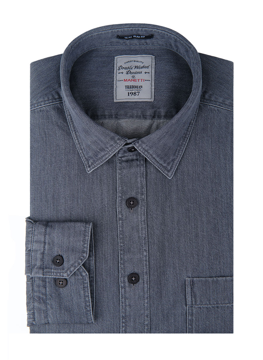 Ανδρικό Πουκάμισο Manetti casual grey blue
