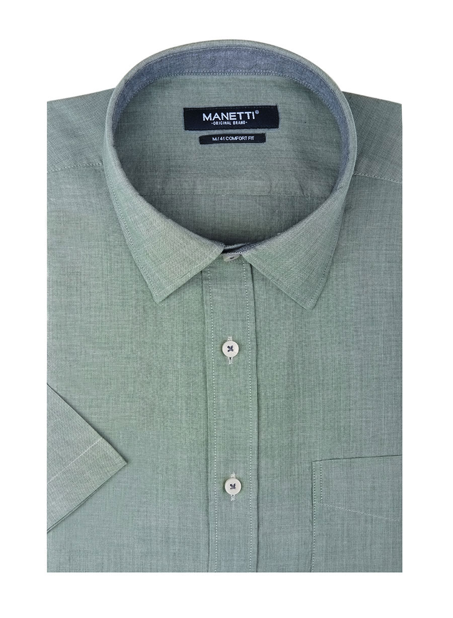 Ανδρικό Πουκάμισο Manetti κοντό μανίκι casual green