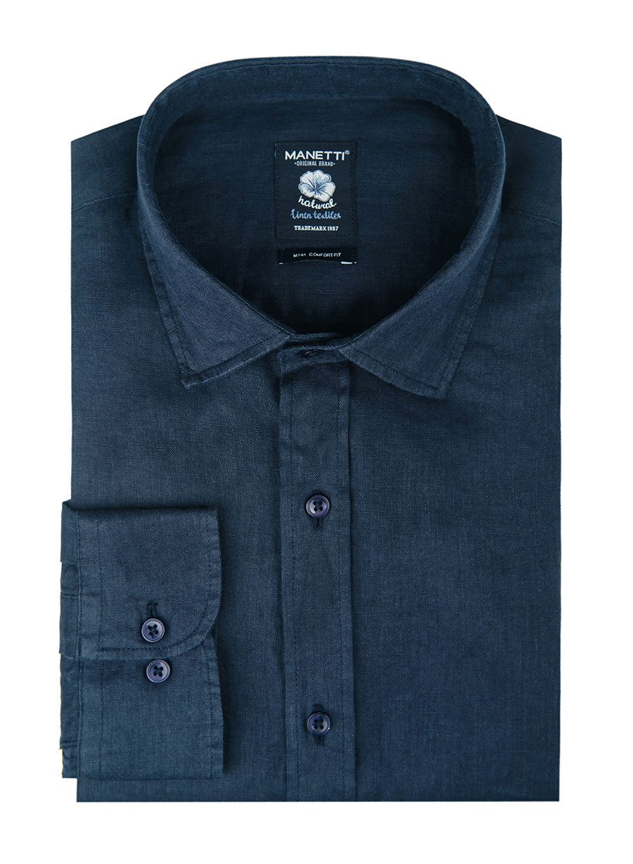 MEN'S ΛΙΝΟ ΠΟΥΚΑΜΙΣΟ MANETTI CASUAL  DARK BLUE