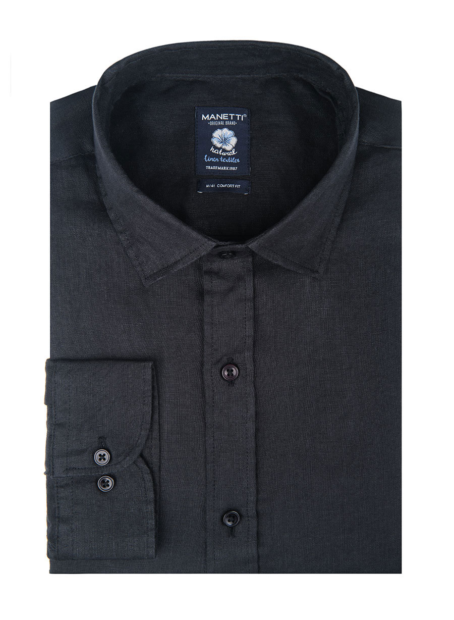 MEN'S ΛΙΝΟ ΠΟΥΚΑΜΙΣΟ MANETTI CASUAL  BLACK