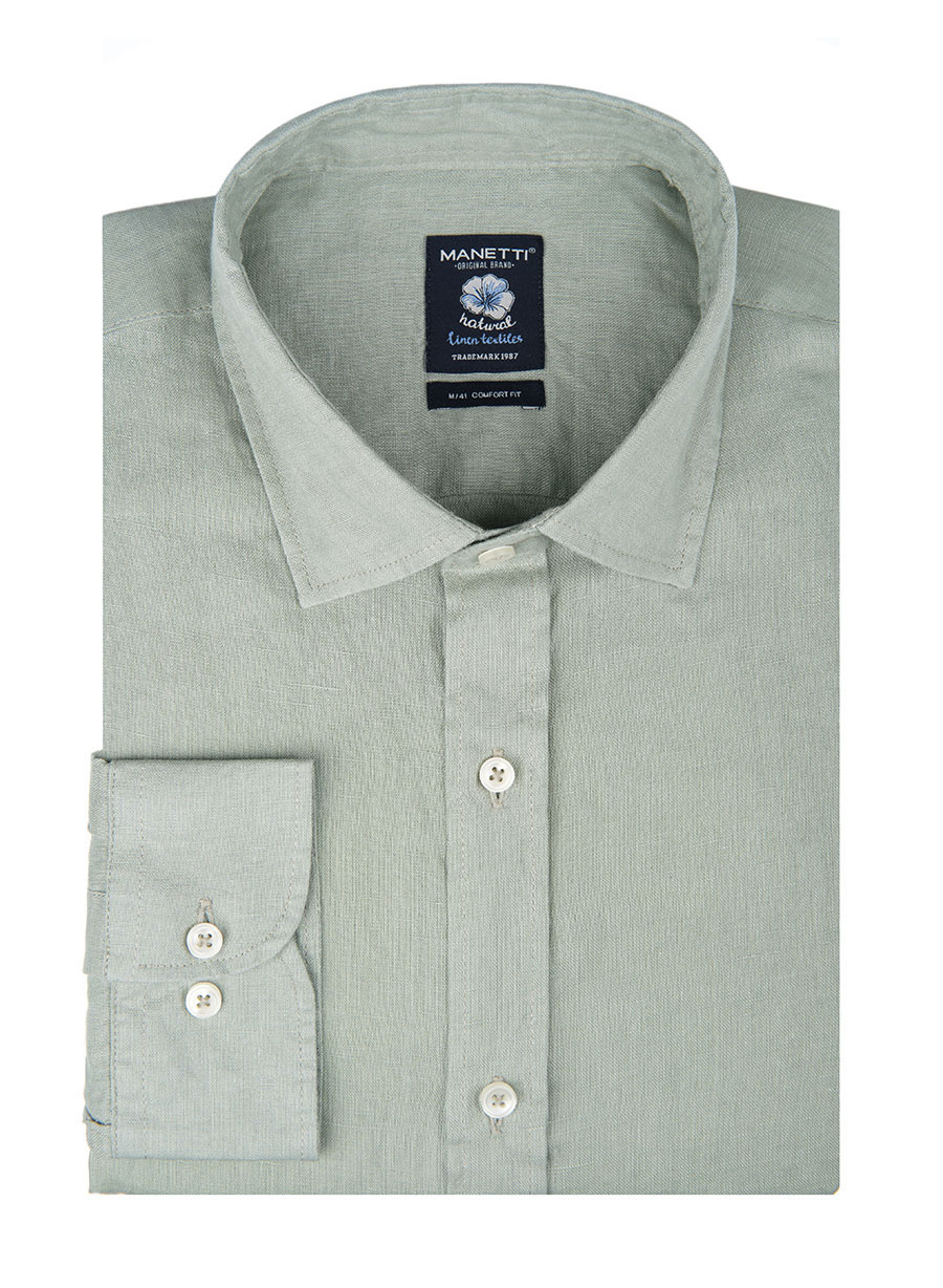 MEN'S ΛΙΝΟ ΠΟΥΚΑΜΙΣΟ MANETTI CASUAL  LIGHT SAGE