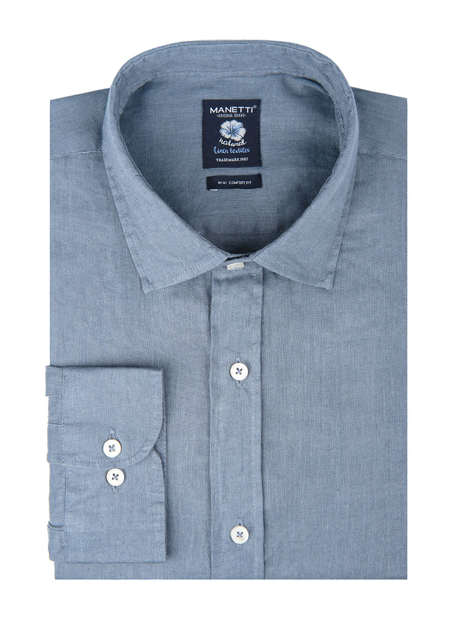 MEN'S ΛΙΝΟ ΠΟΥΚΑΜΙΣΟ MANETTI CASUAL  SMOKED TEAL