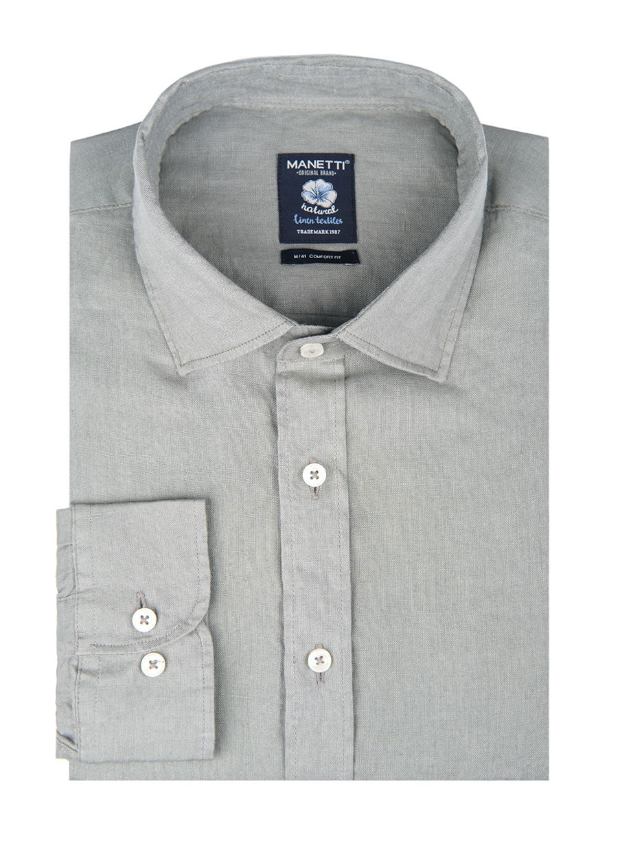 MEN'S ΛΙΝΟ ΠΟΥΚΑΜΙΣΟ MANETTI CASUAL  KHAKI