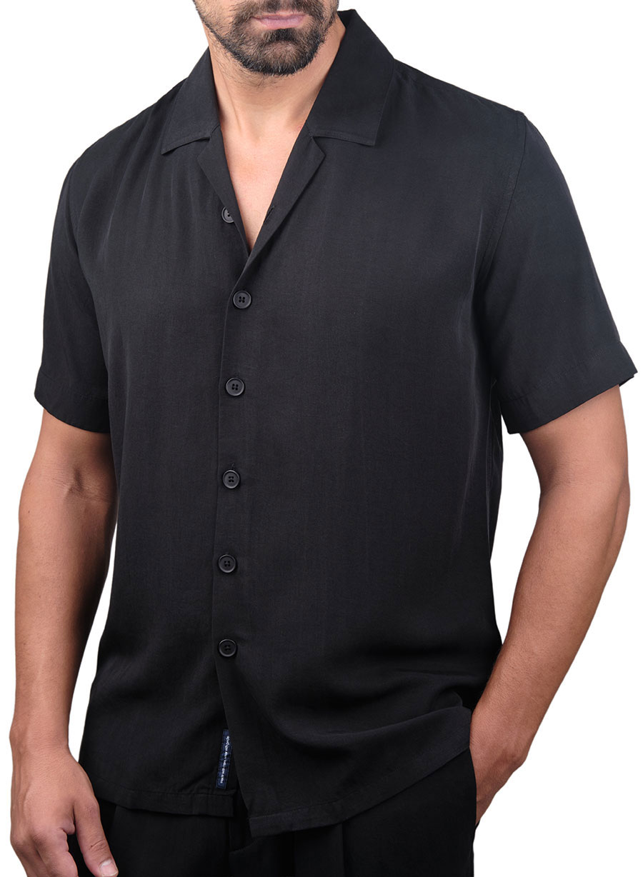 MEN'S MANETTI SHIRT FORMAL  BLACK
