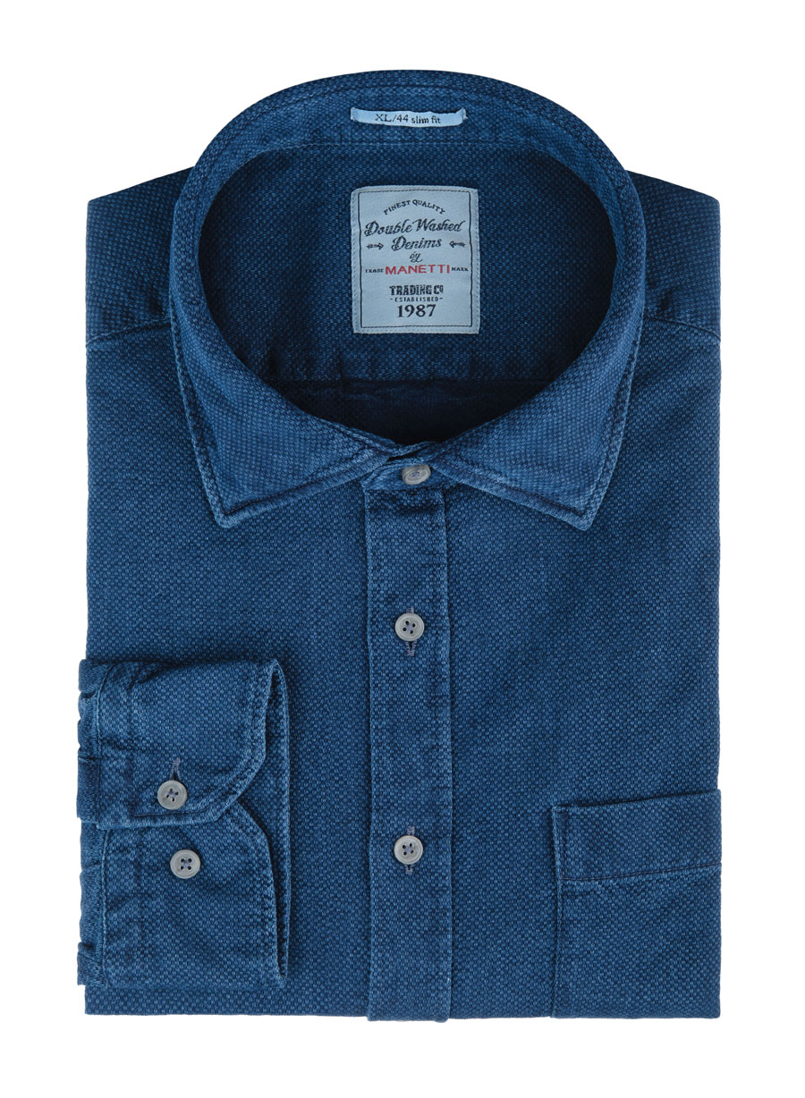 Ανδρικό Πουκάμισο Manetti casual blue CASUAL