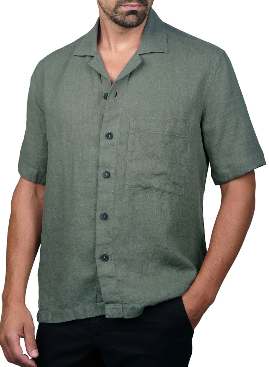 MEN'S OVERSHIRT ΛΙΝΟ ΚΟΝΤΟ MANETTI CASUAL  LIGHT GREEN