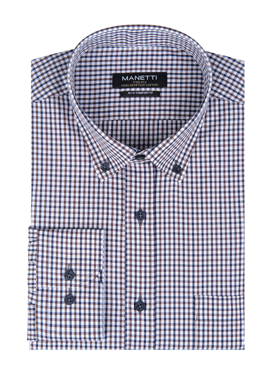 Ανδρικό Πουκάμισο Manetti formal brown-blue
