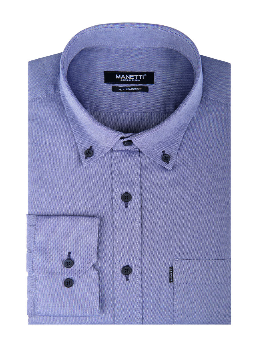 Ανδρικό Πουκάμισο oxford Manetti formal college blue