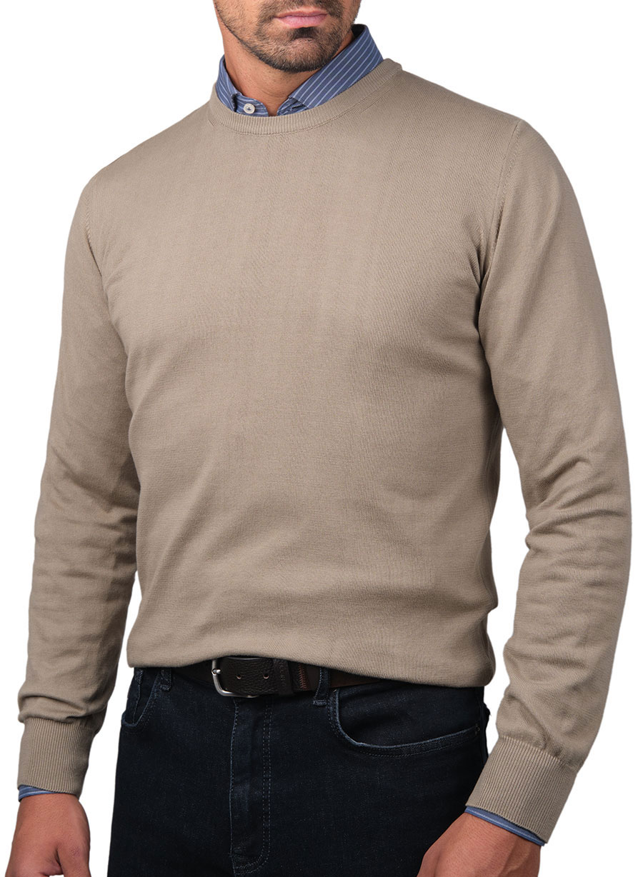 Ανδρικό Πουλόβερ Manetti garment dye casual sabbia