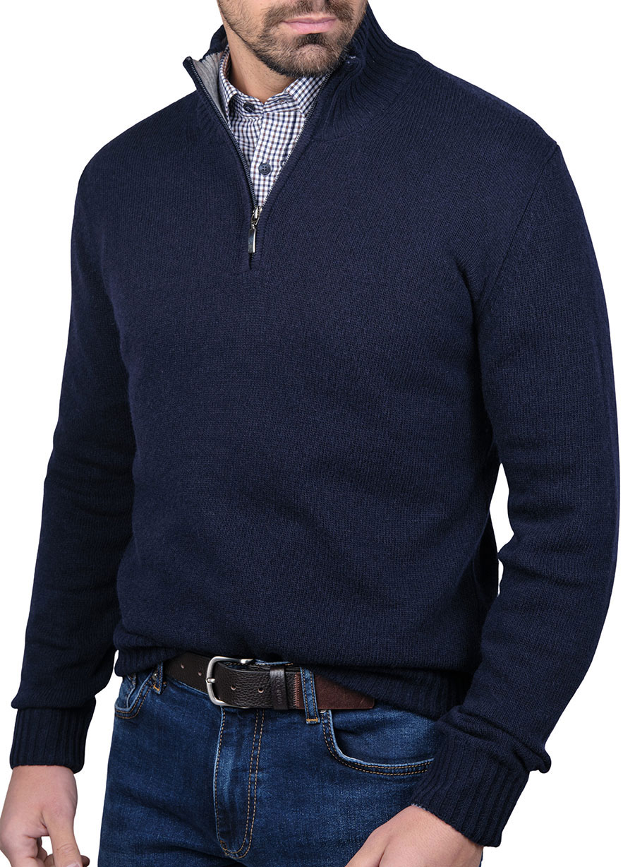 Ανδρικό Πουλόβερ half zip Manetti casual blue