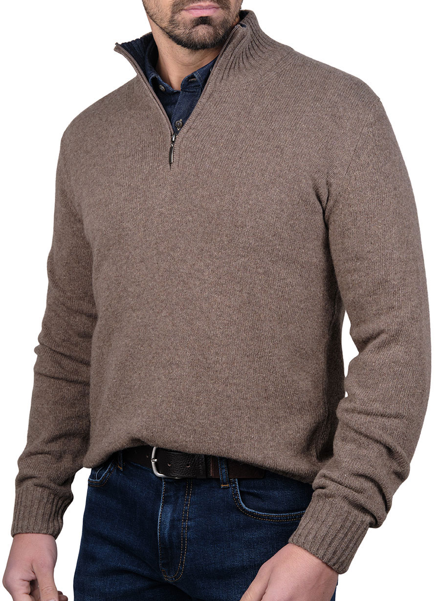 Ανδρικό Πουλόβερ half zip Manetti casual fango