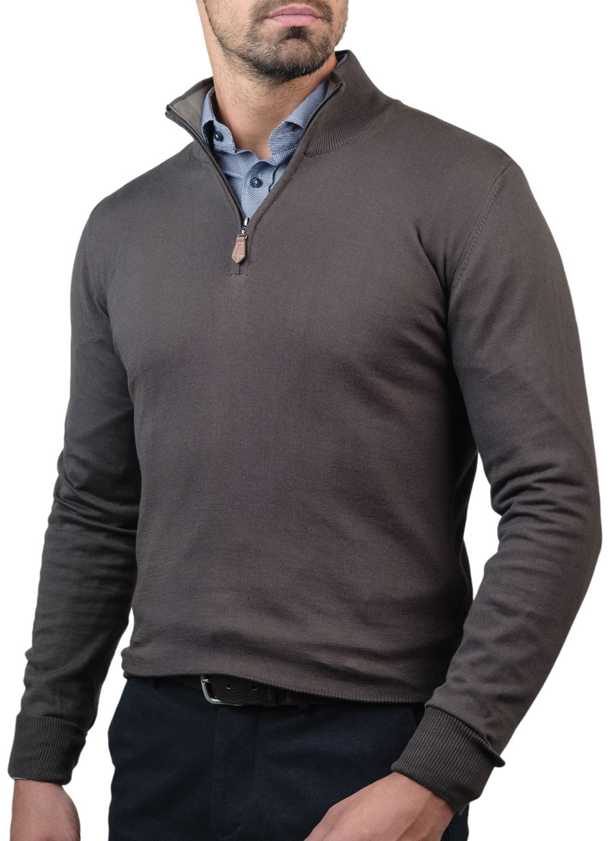 MANETTI Ανδρικό Πουλόβερ half zip Manetti casual warm fango