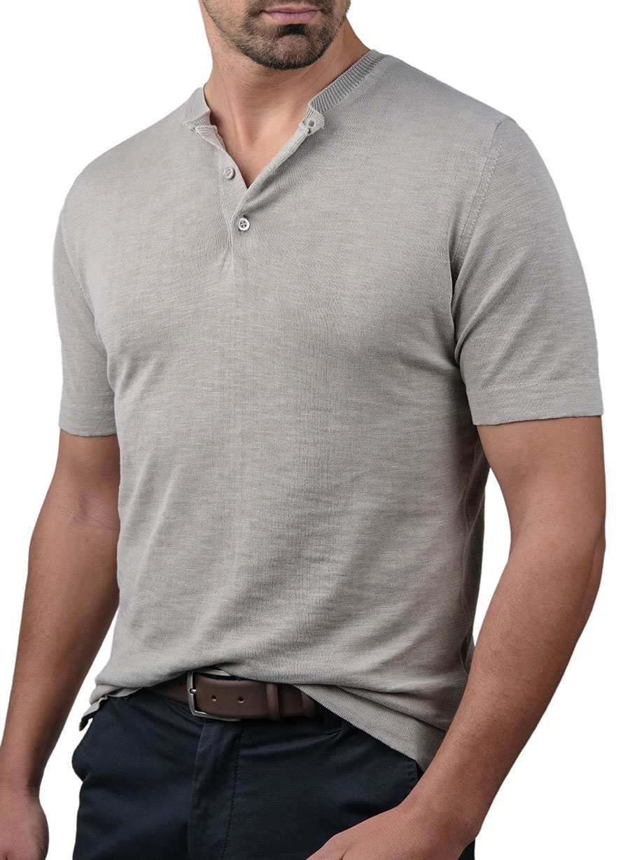 MEN'S ΝΗΜΑΤΙΝΟ HENLEY MANETTI CASUAL  FANGO