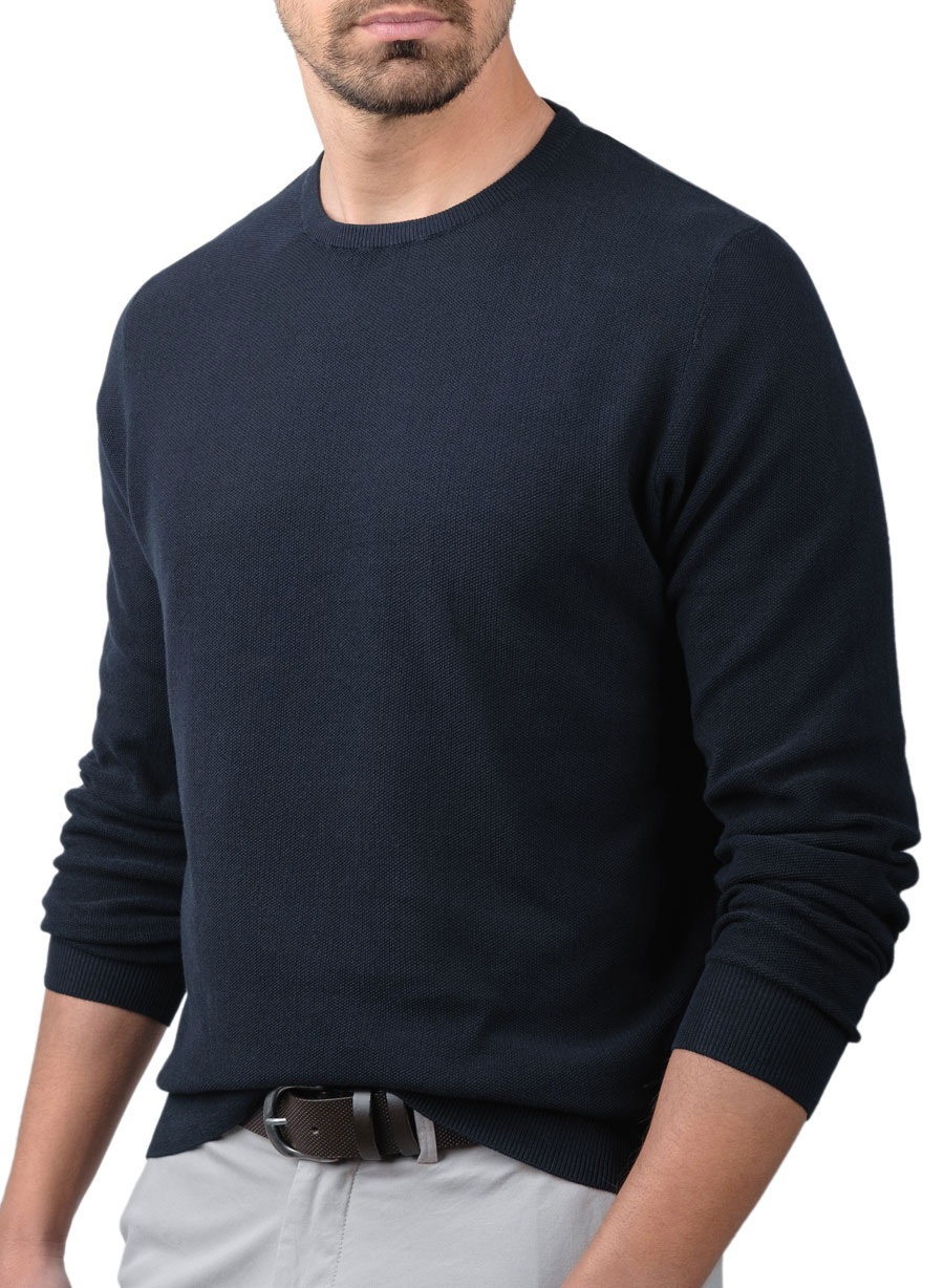 MANETTI Ανδρικό Βαμβακερό πλεκτό Manetti casual navy blue