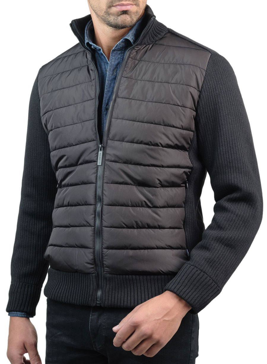 Ανδρικό Ζακέτα Jacket Manetti casual black ΜΠΟΥΦΑΝ